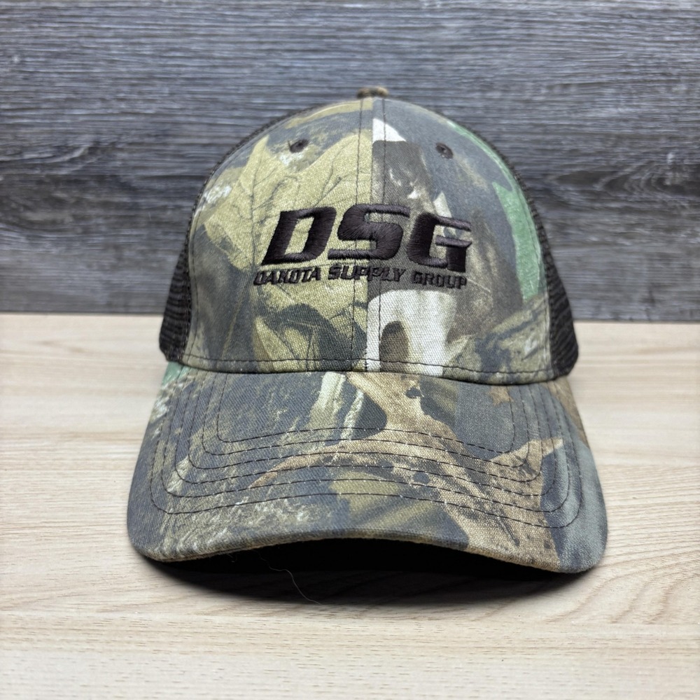 Dakota Supply Group DSG Hat Cap Snap Back Mens Camo Mesh Trucker Brown